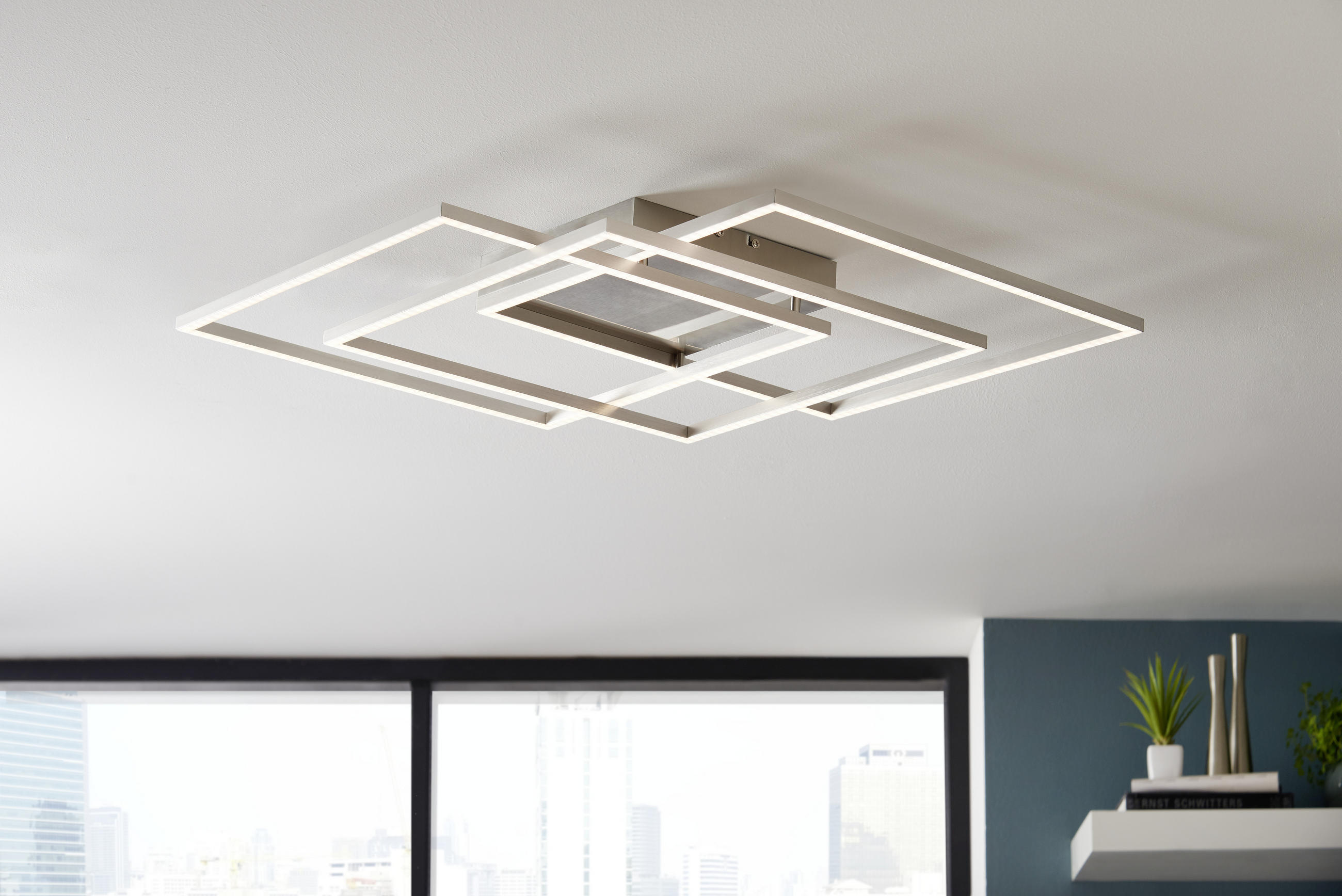 LED-DECKENLEUCHTE 16,5 W    60/60/8 cm  - Silberfarben, Design, Kunststoff/Metall (60/60/8cm) - Paul Neuhaus