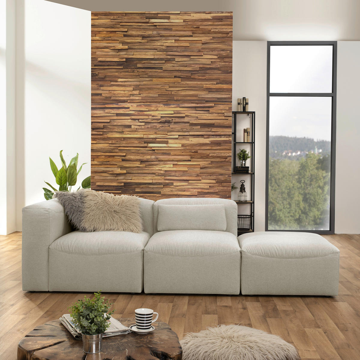 OTTOMANE LENA Flachgewebe Creme  - Creme, Design, Kunststoff/Textil (250/73/100cm) - Max Winzer