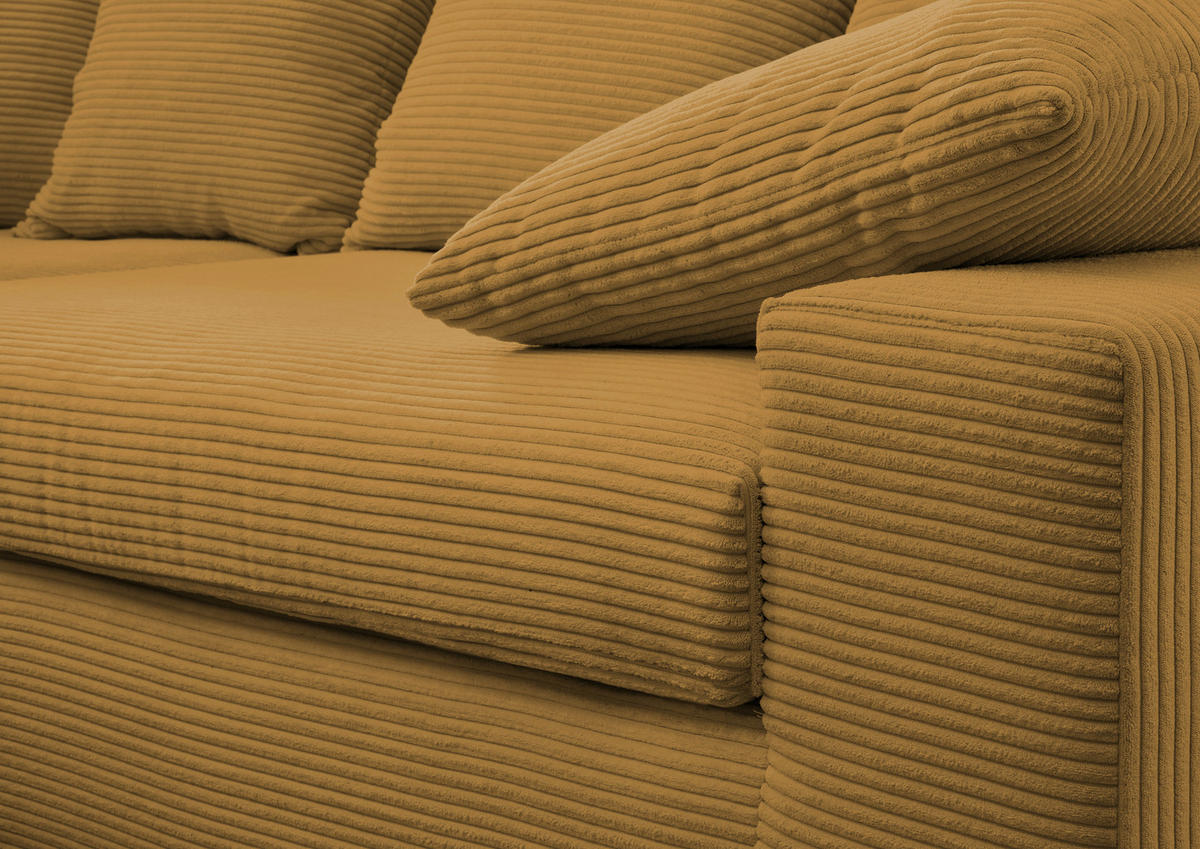 ECKSOFA in Cord Goldfarben  278/200 cm  - Goldfarben/Schwarz, MODERN, Kunststoff/Textil (278/200cm) - Livetastic