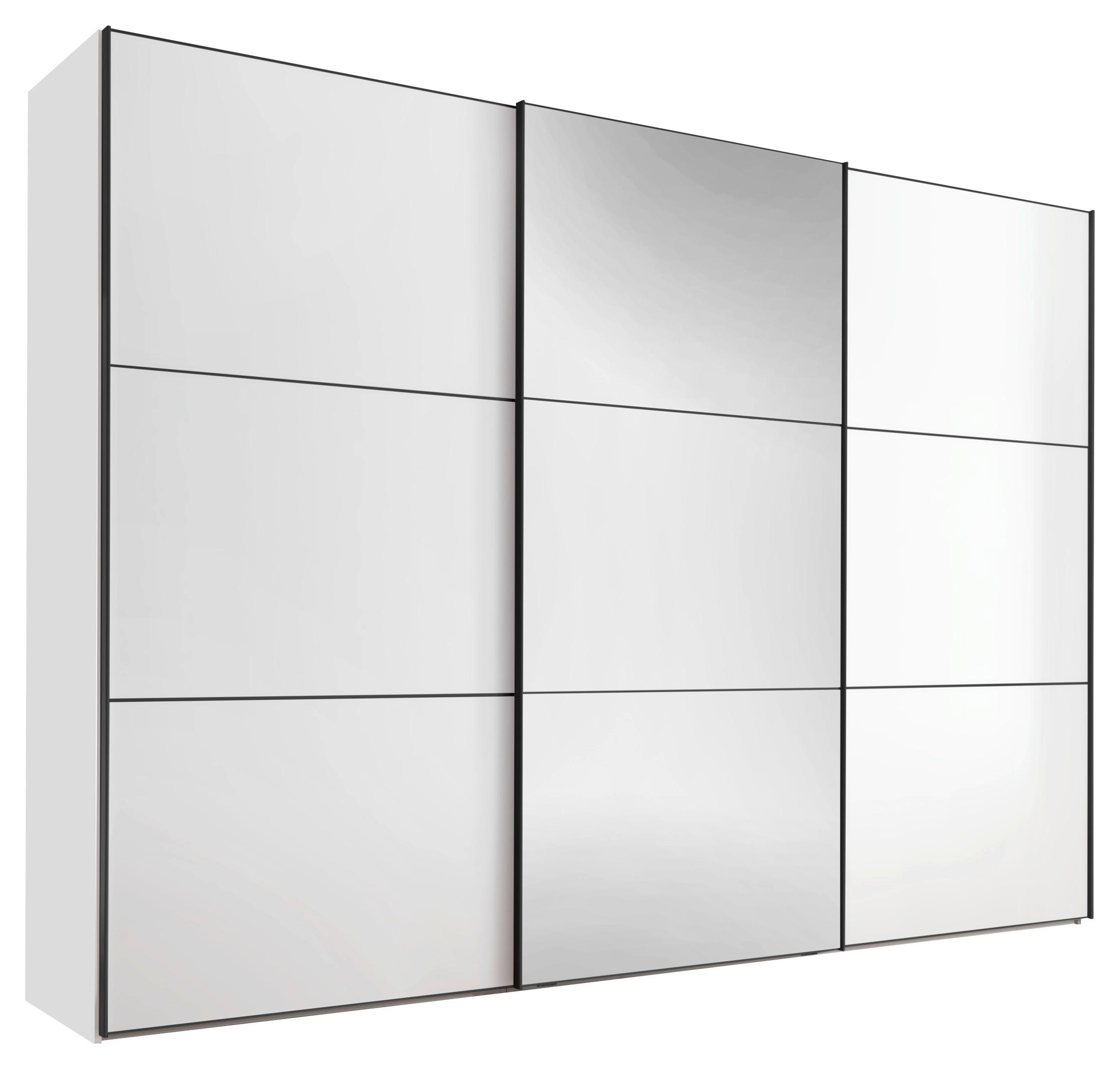 SCHWEBETÜRENSCHRANK 249/222/68 cm 3-türig  - Schwarz/Weiß, Glas/Holzwerkstoff (249/222/68cm) - Moderano