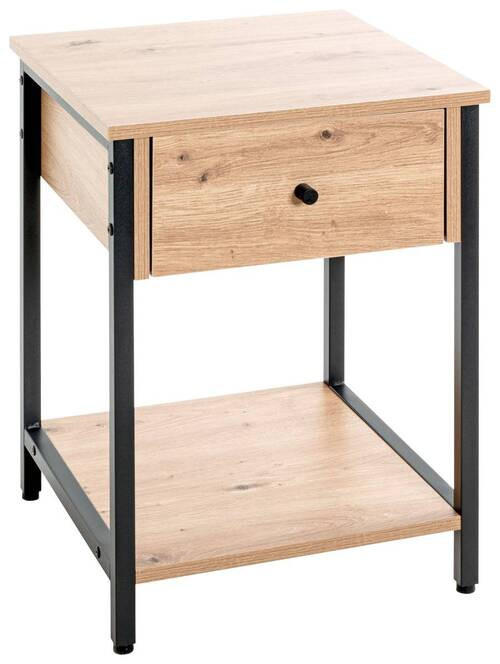 BEISTELLTISCH 40/40/55 cm Schwarz, Eichefarben quadratisch  - Eichefarben/Schwarz, Design, Holzwerkstoff/Metall (40/40/55cm)