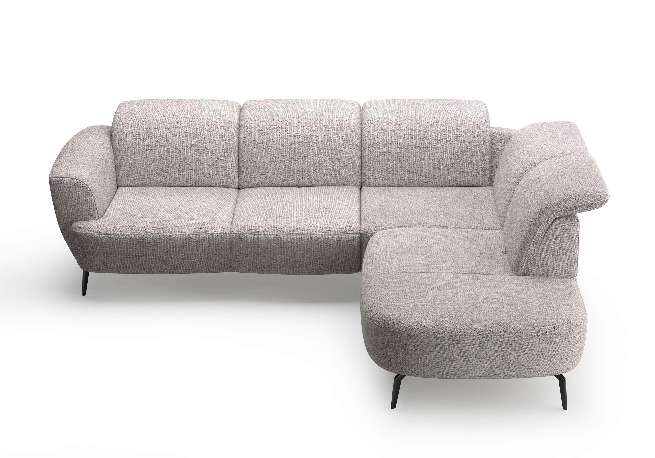 ECKSOFA in Chenille Silberfarben  300/267 cm  - Silberfarben/Schwarz, KONVENTIONELL, Textil/Metall (300/267cm) - Sit & More