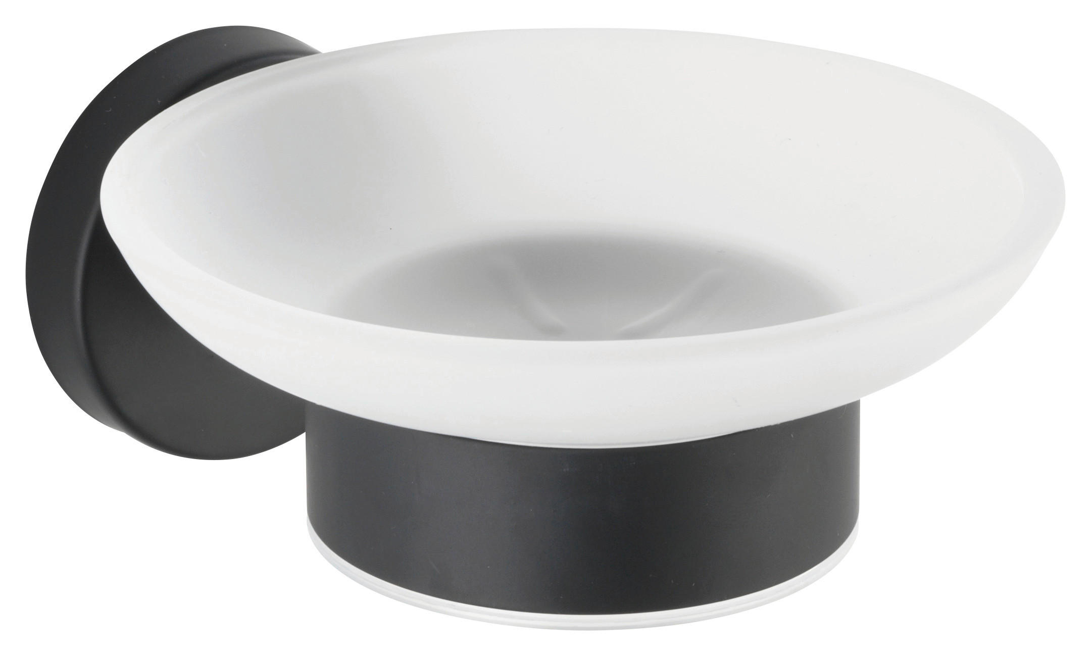 SEIFENSCHALE - Transparent/Schwarz, Basics, Glas/Metall (11/5,5/13cm) - Wenko