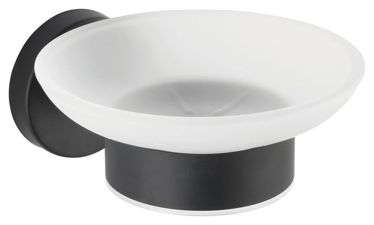 SEIFENSCHALE - Transparent/Schwarz, Basics, Glas/Metall (11/5,5/13cm) - Wenko