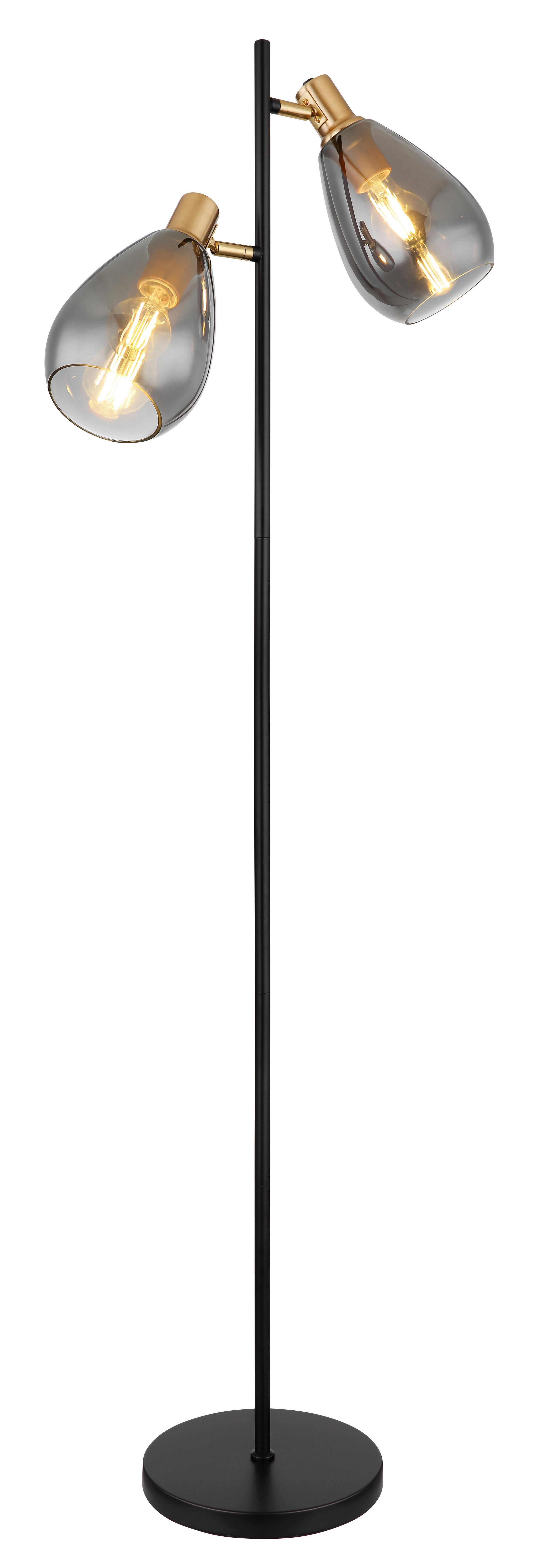 GOLVLAMPA Fanni 34/25/160 cm    - mässingsfärgad/grå, Design, metall/glas (34/25/160cm) - Globo