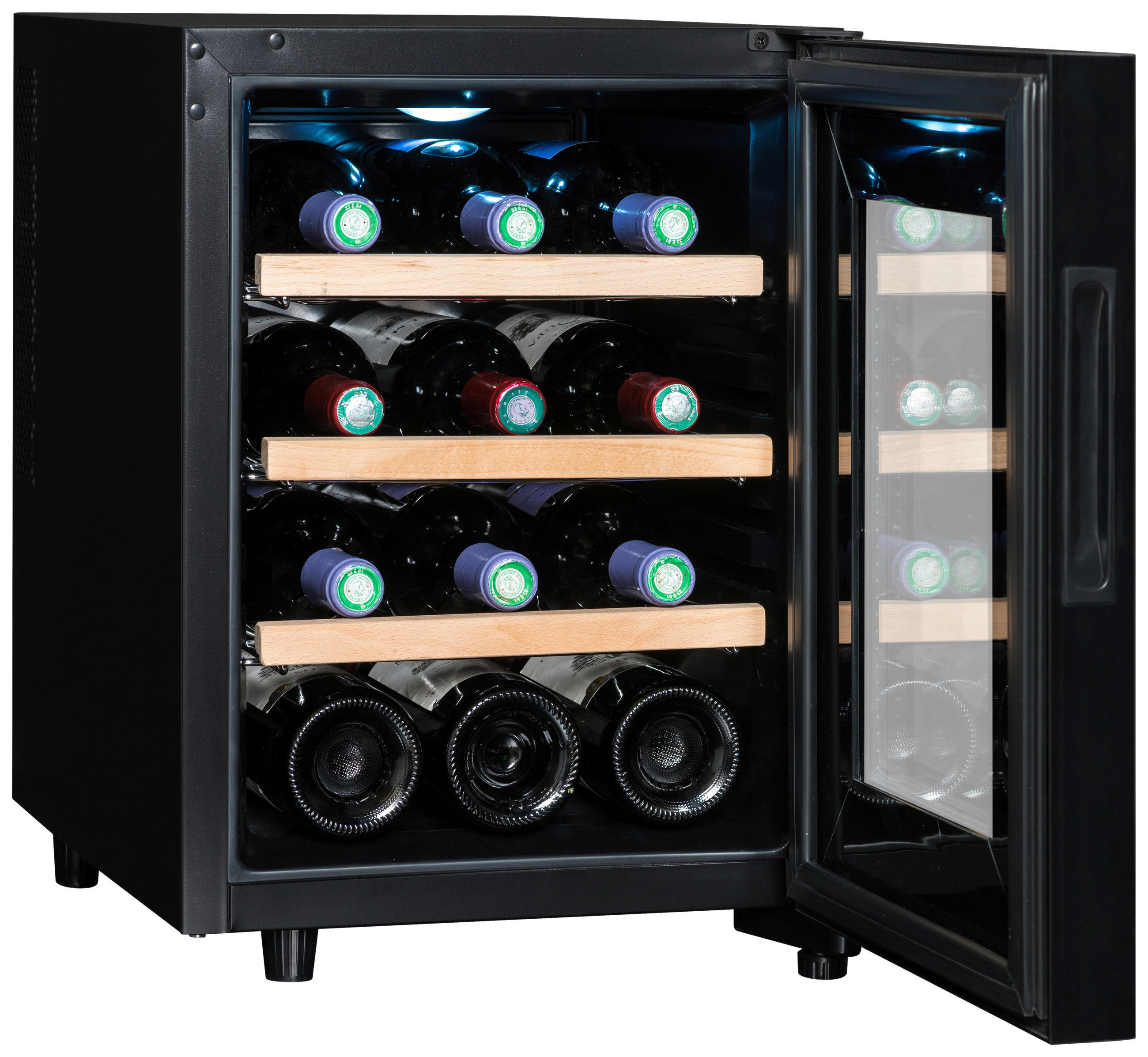 WEINKÜHLSCHRANK CC12F  - Schwarz, Basics, Glas/Holz (48/34,5/46cm)