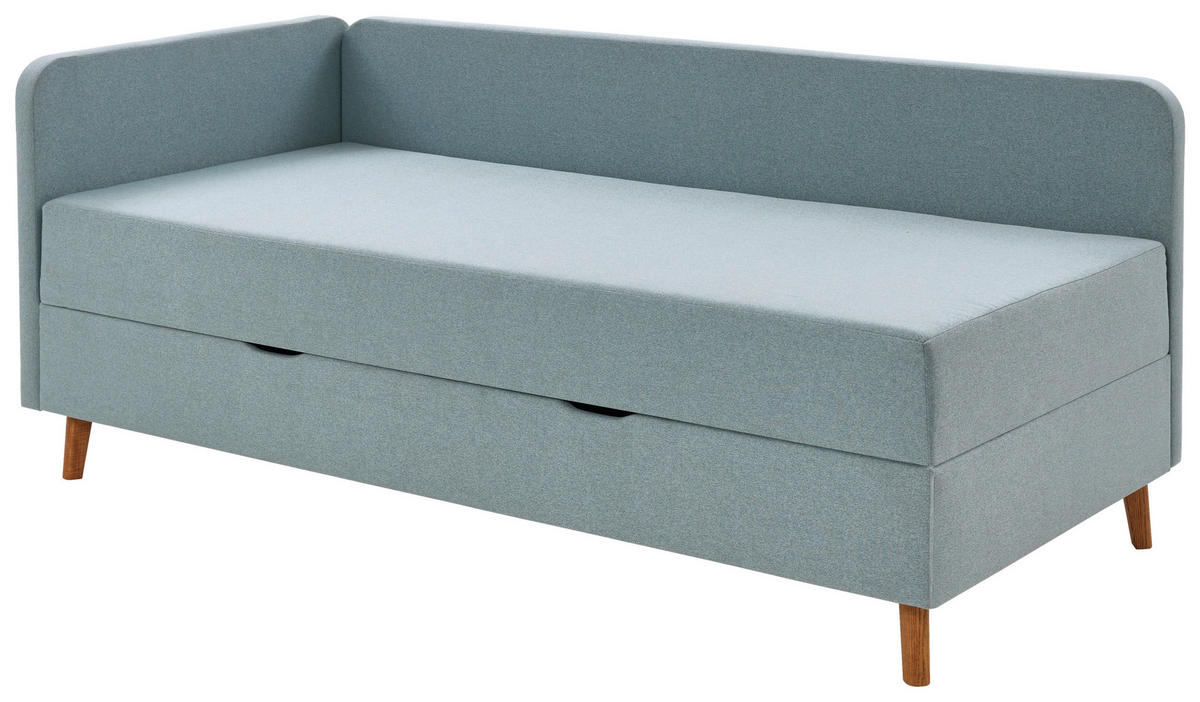 LIEGE Flachgewebe Hellblau  - Eichefarben/Hellblau, Design, Holz/Textil (120/200cm) - home24