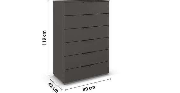 KOMMODE 80/119/42 cm in Graphitfarben - Graphitfarben/Alufarben, Trend, Holzwerkstoff/Metall (80/119/42cm) - Novel