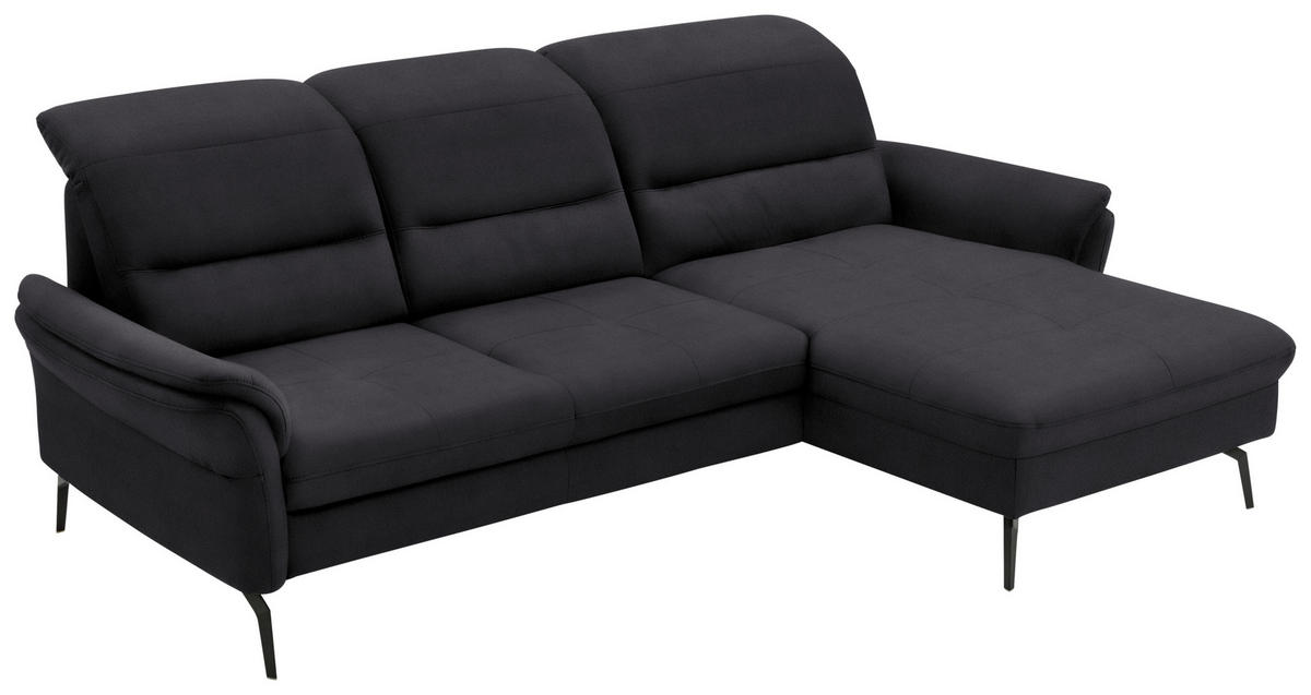 ECKSOFA in Flachgewebe Anthrazit  - Anthrazit/Schwarz, Konventionell, Textil/Metall (260/181cm) - Beldomo Speed