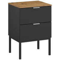 NACHTKÄSTCHEN 40/68/42 cm  in Graphitfarben, Eiche Artisan  - Alufarben/Graphitfarben, Trend, Holzwerkstoff/Metall (40/68/42cm) - Stylife