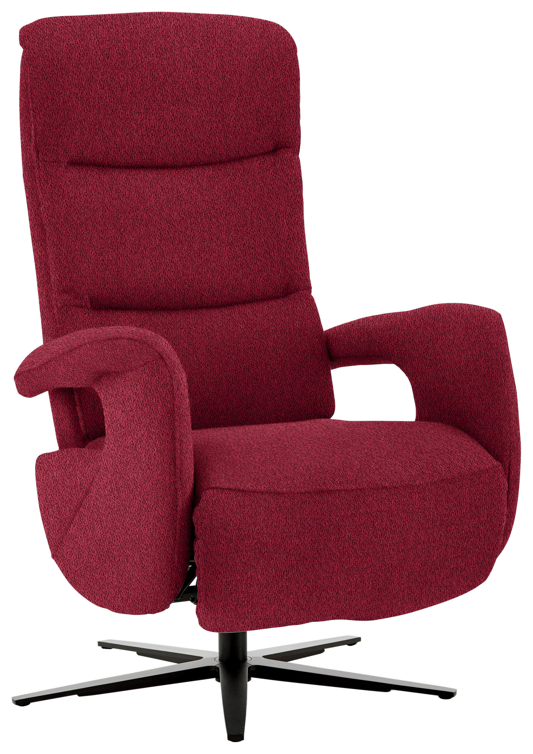 RELAXSESSEL in Textil Rot  - Rot/Schwarz, Design, Textil/Metall (71/112/83cm) - Beldomo Style