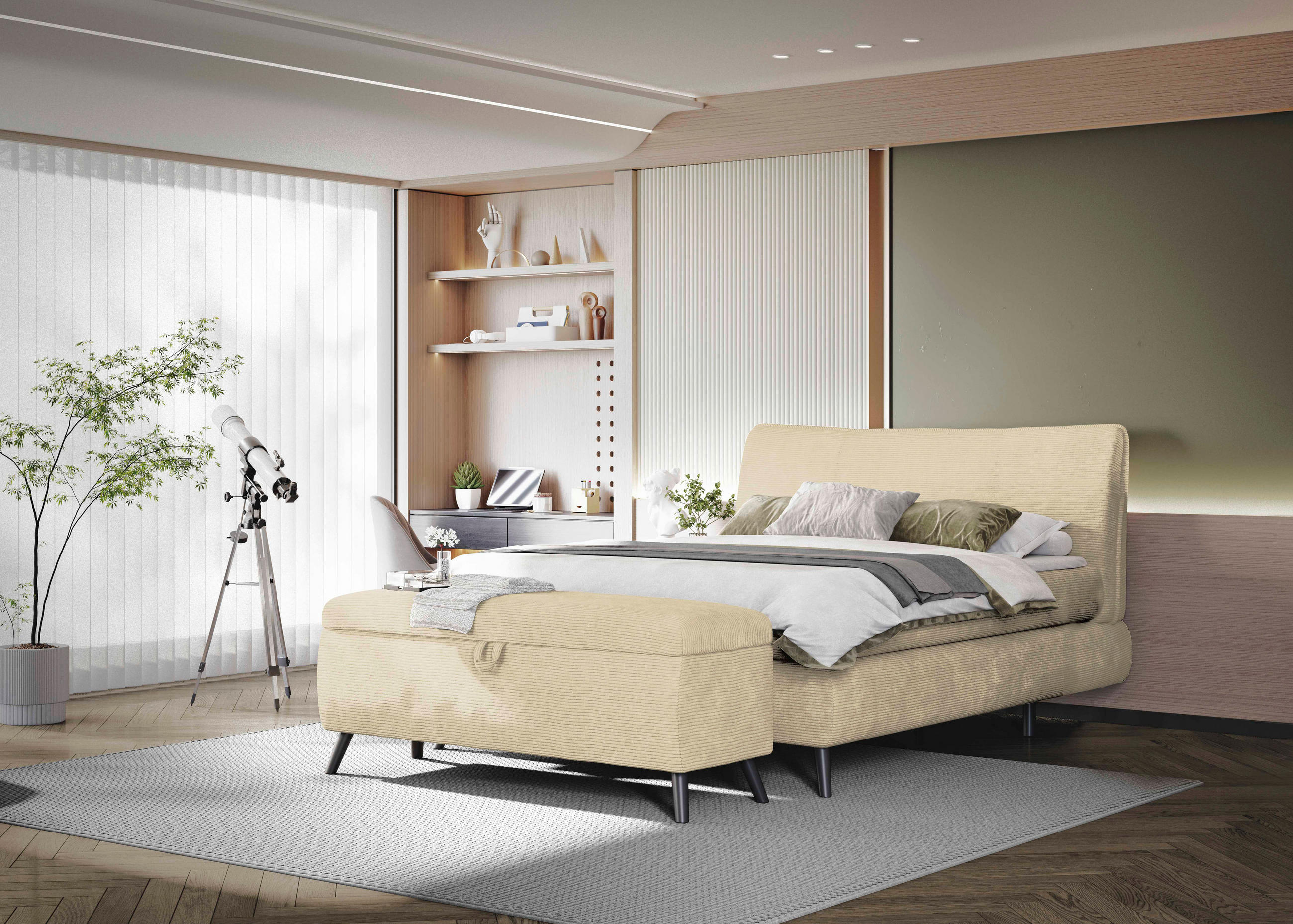 BOXSPRINGBETT 180/200 cm  in Beige  - Beige/Schwarz, Trend, Holz/Textil (180/200cm) - Esposa
