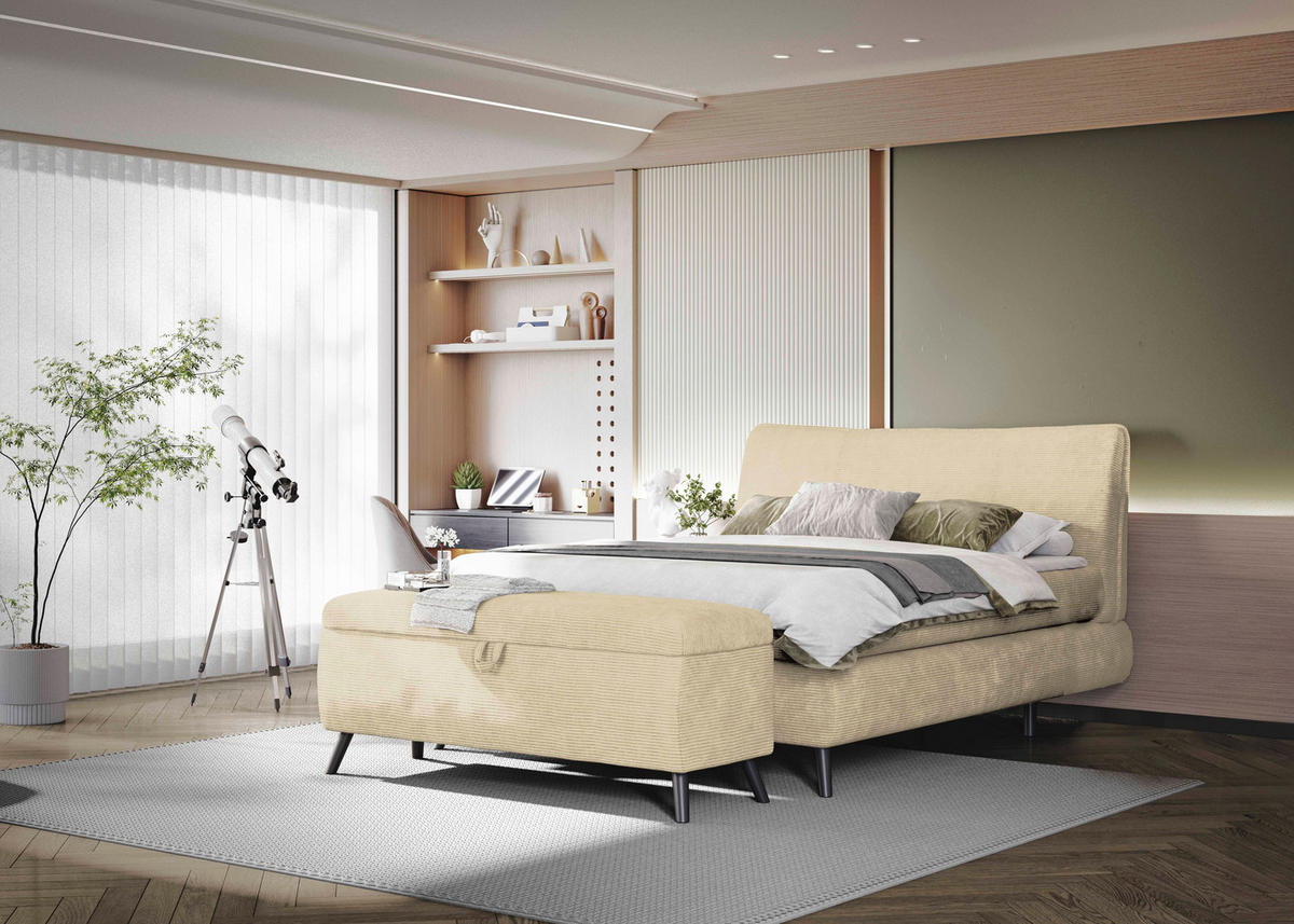BOXSPRINGBETT 180/200 cm  in Beige  - Beige/Schwarz, Trend, Holz/Textil (180/200cm) - Esposa