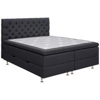 KONTINENTALSÄNG 180/200 cm  i mörkgrå  - mörkgrå/aluminiumfärg, Klassisk, metall/trä (180/200cm) - Cassando