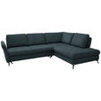 ECKSOFA in Flachgewebe Blau  - Blau/Schwarz, Natur, Textil/Metall (288/233cm) - Valnatura