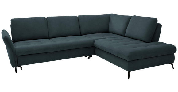 ECKSOFA in Flachgewebe Blau  - Blau/Schwarz, Natur, Textil/Metall (288/233cm) - Valnatura