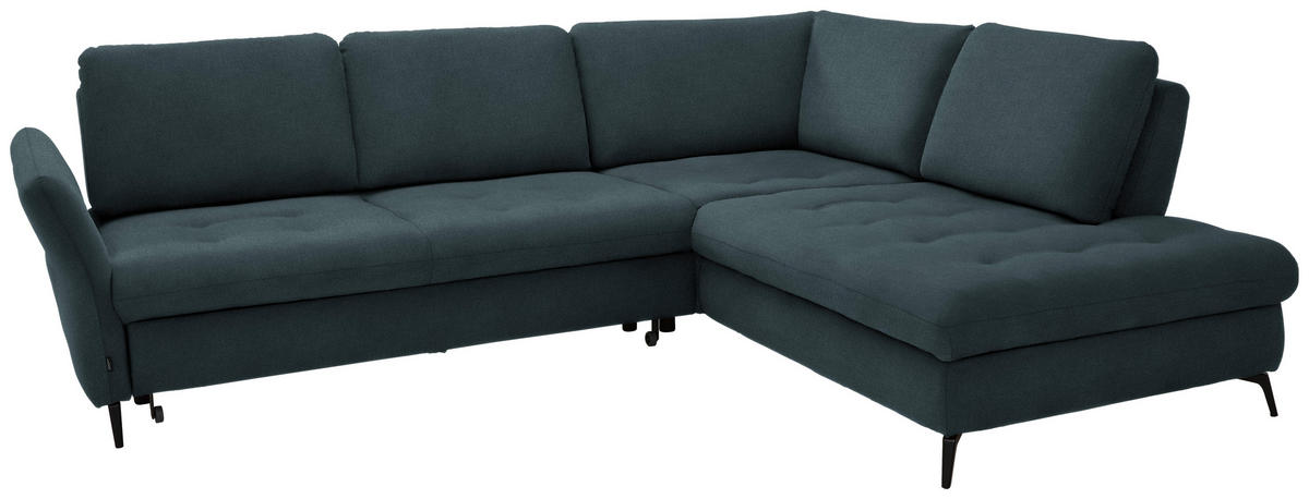 ECKSOFA in Flachgewebe Blau  288/233 cm  - Blau/Schwarz, Natur, Textil/Metall (288/233cm) - Valnatura