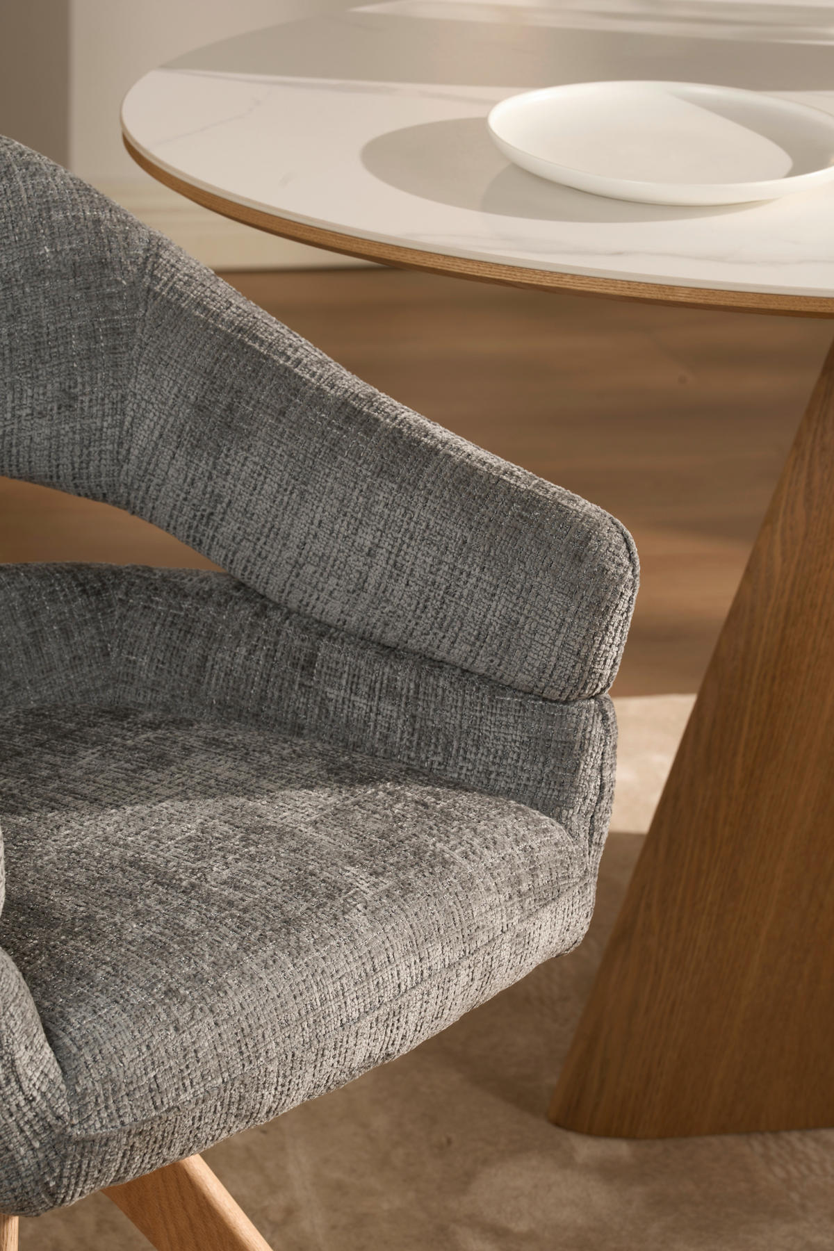 ARMLEHNSTUHL in Holz, Textil Grau, Eichefarben  - Eichefarben/Grau, MODERN, Holz/Textil (58/85/62cm) - Livetastic