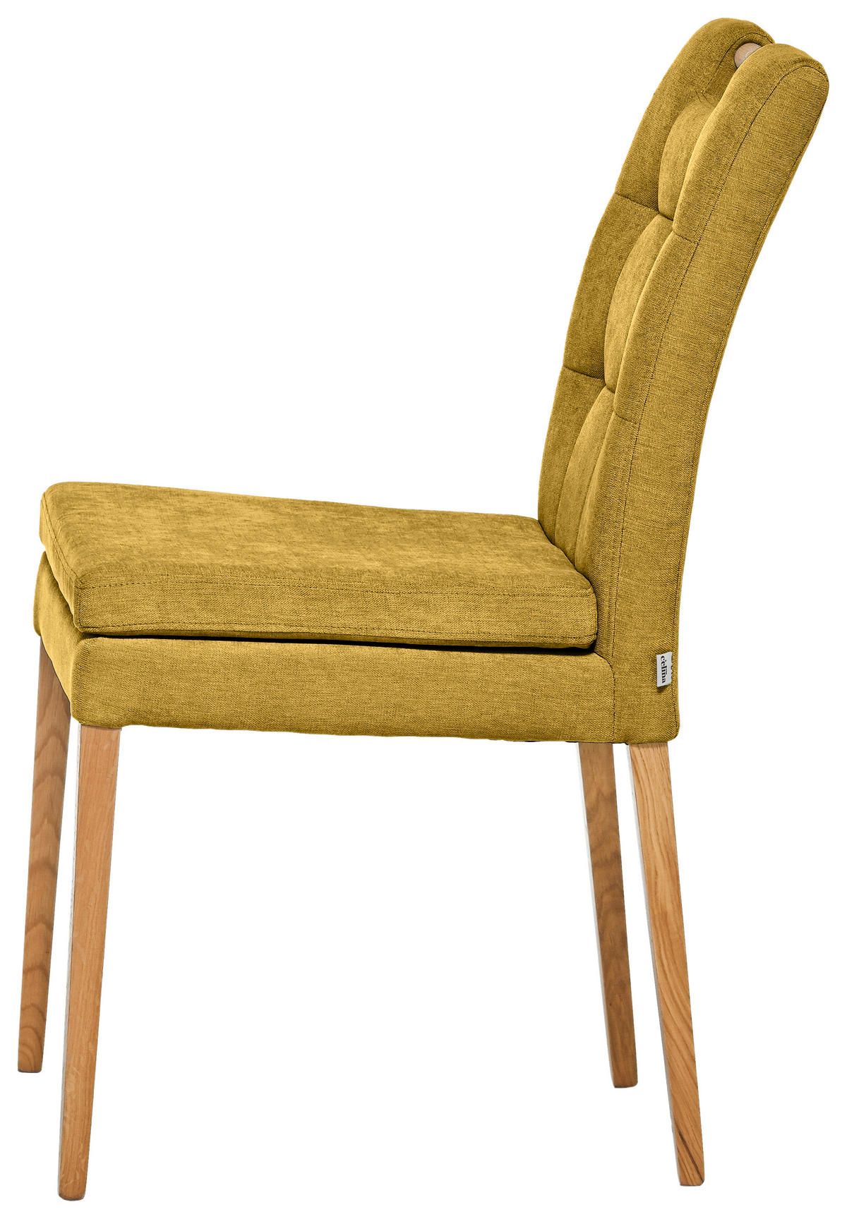 STUHL Webstoff Gelb, Eichefarben Eiche massiv  - Eichefarben/Gelb, KONVENTIONELL, Holz/Textil (47/91,5/59cm) - Celina Home