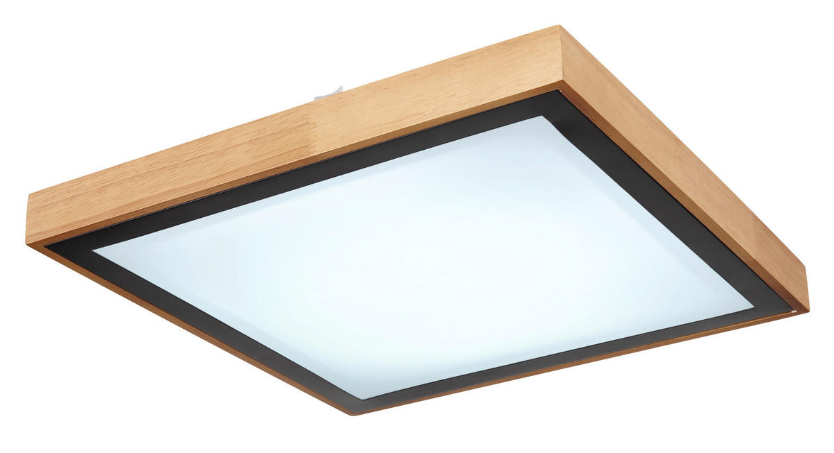LED-DECKENLEUCHTE    39/39/9 cm  - Weiss/Schwarz, Natur, Holz/Kunststoff (39/39/9cm) - Globo