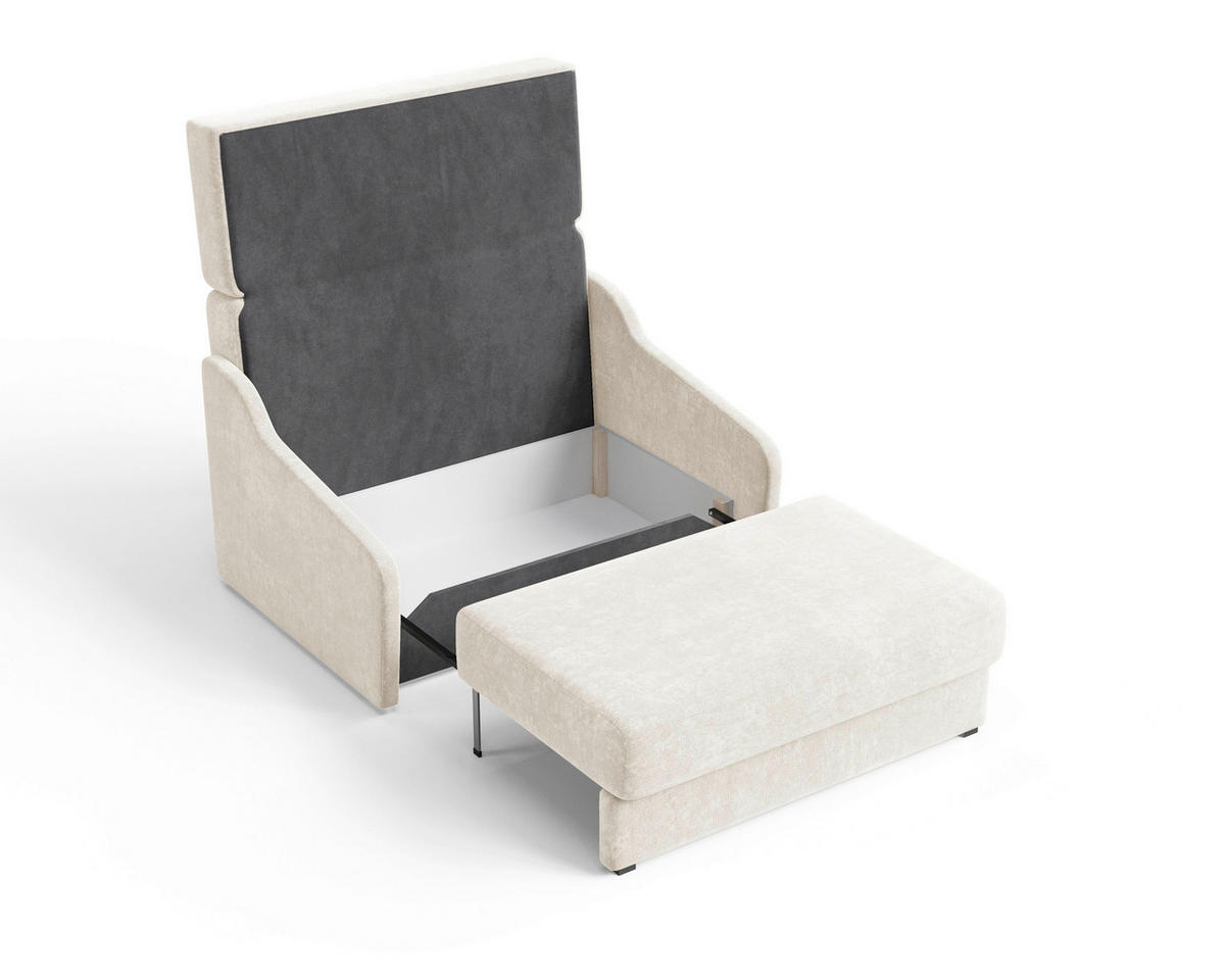 SCHLAFSOFA Creme  - Creme/Schwarz, Design, Kunststoff/Textil (136/86/113cm) - MID.YOU