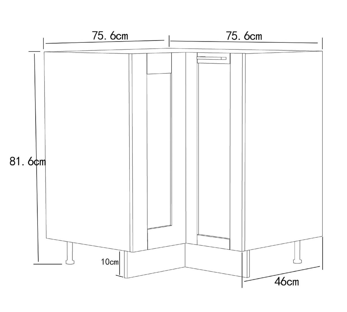 ECKUNTERSCHRANK 76/82/76 cm  - Weiss, Trend, Holzwerkstoff/Kunststoff (76/82/76cm) - MID.YOU