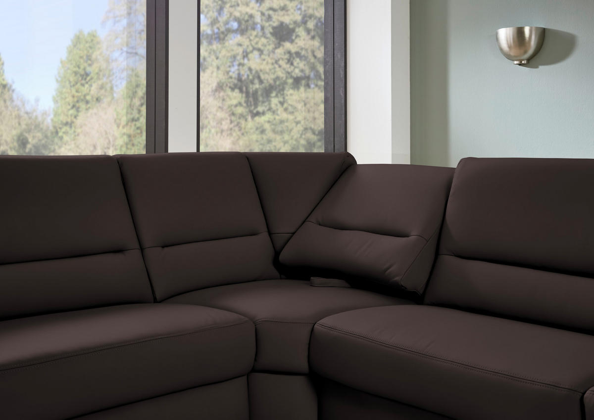 ECKSOFA  in Echtleder Mokka  249/290 cm  - Schwarz/Mokka, KONVENTIONELL, Leder/Metall (249/290cm) - Beldomo Premium