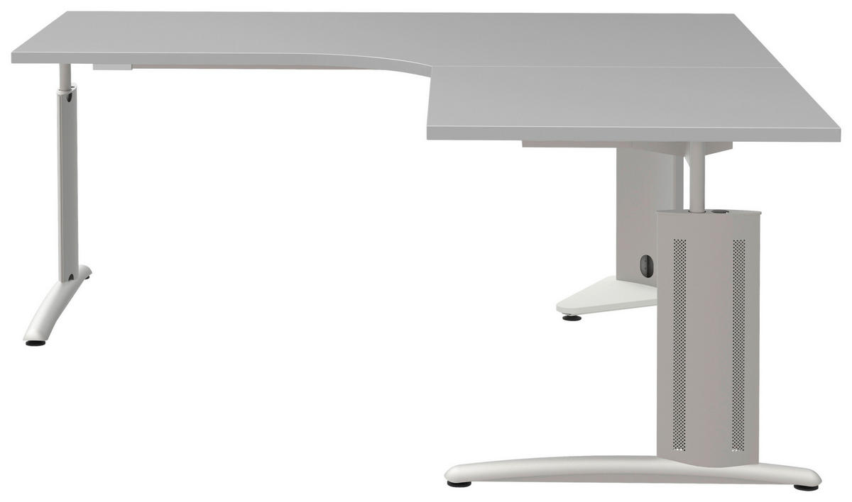 ECKSCHREIBTISCH 180/180/70-82 cm  in Anthrazit, Grau, Alufarben  - Anthrazit/Alufarben, KONVENTIONELL, Holzwerkstoff/Metall (180/180/70-82cm) - Moderano
