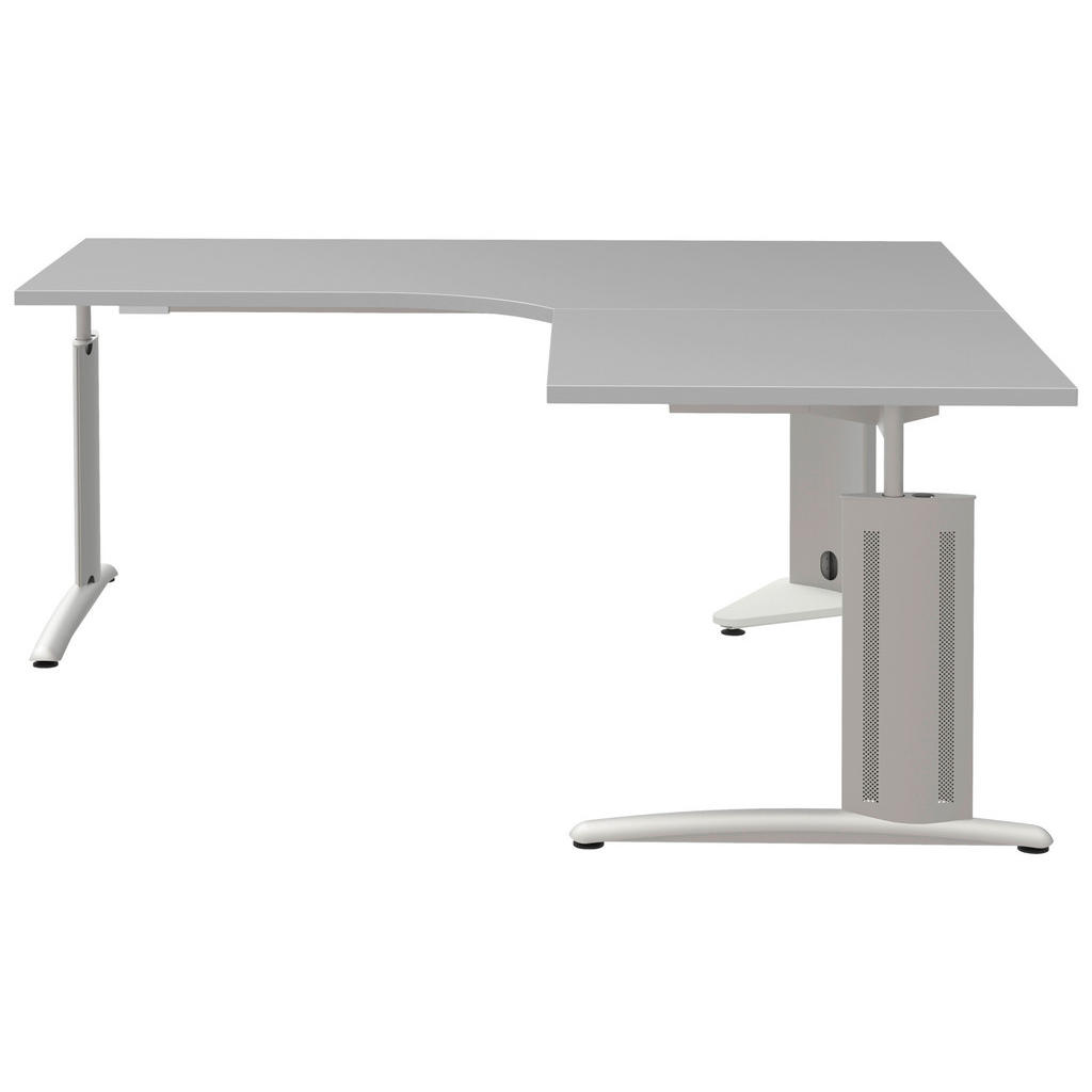 Thumbnail - Moderano Eckschreibtisch, Anthrazit, Grau, Alu, Metall, Holzwerkstoff, Freiform, Kufe, 180x70-82x180 cm, Made in Germany...