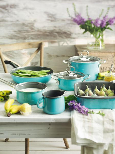 KOCHTOPFSET Nouvelle 5-teilig  - Klar/Blau, Basics, Glas/Metall - Riess