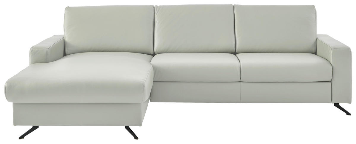 ECKSOFA in Echtleder Silberfarben  - Silberfarben/Schwarz, Design, Leder/Metall (165/267cm) - Beldomo Premium