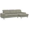 ECKSOFA in Webstoff Hellgrau  - Hellgrau/Schwarz, LIFESTYLE, Textil/Metall (310/180cm) - Valnatura