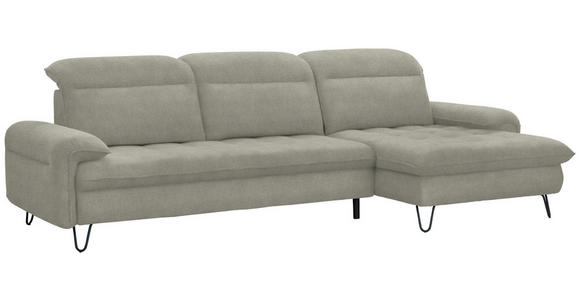 ECKSOFA in Webstoff Hellgrau  - Hellgrau/Schwarz, LIFESTYLE, Textil/Metall (310/180cm) - Valnatura