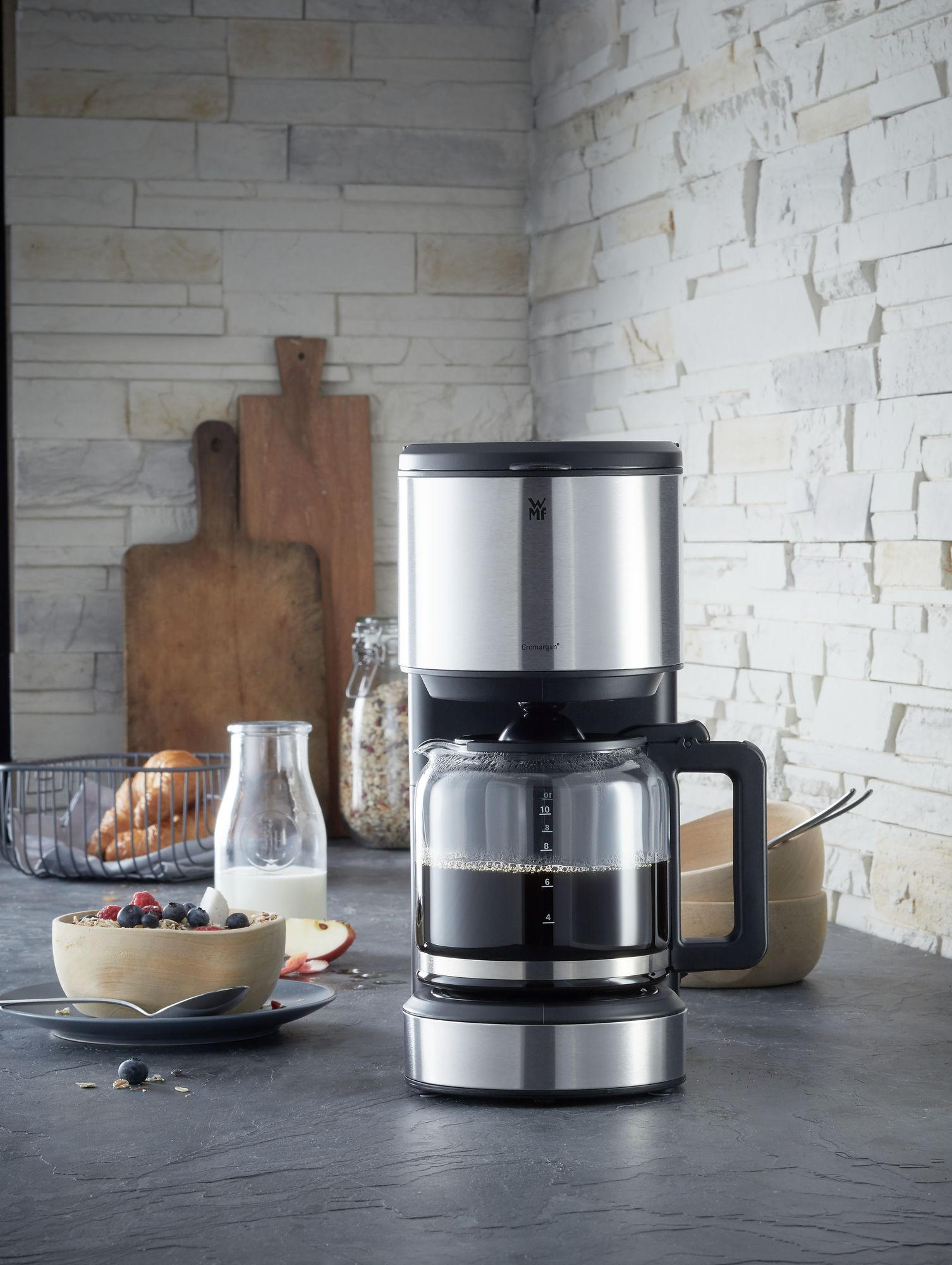 FILTERKAFFEEMASCHINE Stelio  - Edelstahlfarben/Schwarz, Design, Glas (25/17/34,1cm) - WMF