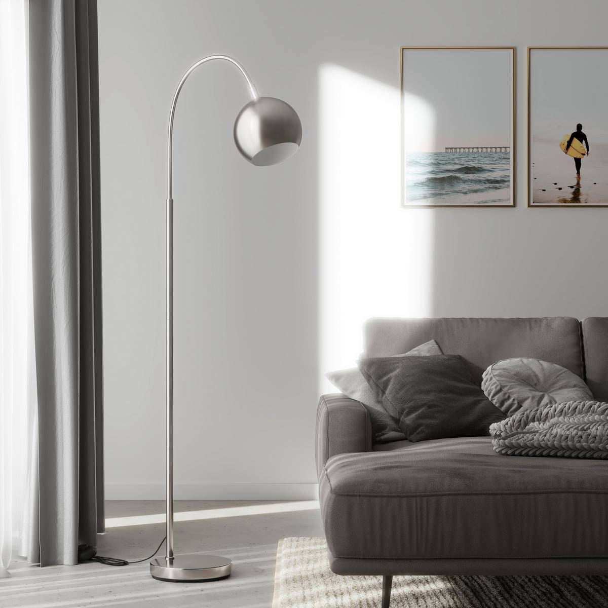 STEHLEUCHTE 46/25/150 cm    - Weiß/Nickelfarben, Basics, Kunststoff/Metall (46/25/150cm)