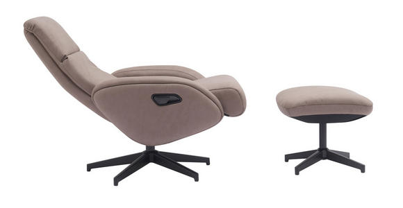 RELAXSESSELSET mit Funktion Mikrofaser Relaxfunktion, Hocker    - Taupe/Schwarz, Design, Textil/Metall (77/107/75cm) - Xora