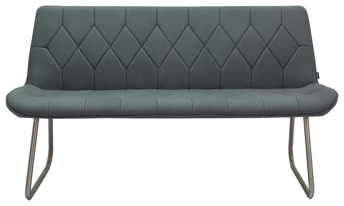SITZBANK 155/87/65 cm  in Grau  - Edelstahlfarben/Grau, Design, Textil/Metall (155/87/65cm) - Novel