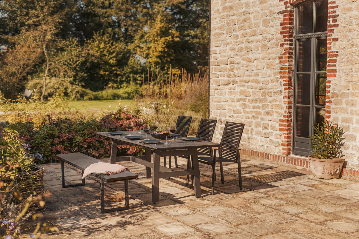 GARTENBANK 220/46/40 cm  in Graphitfarben  - Anthrazit/Graphitfarben, Design, Kunststoff/Metall (220/46/40cm)