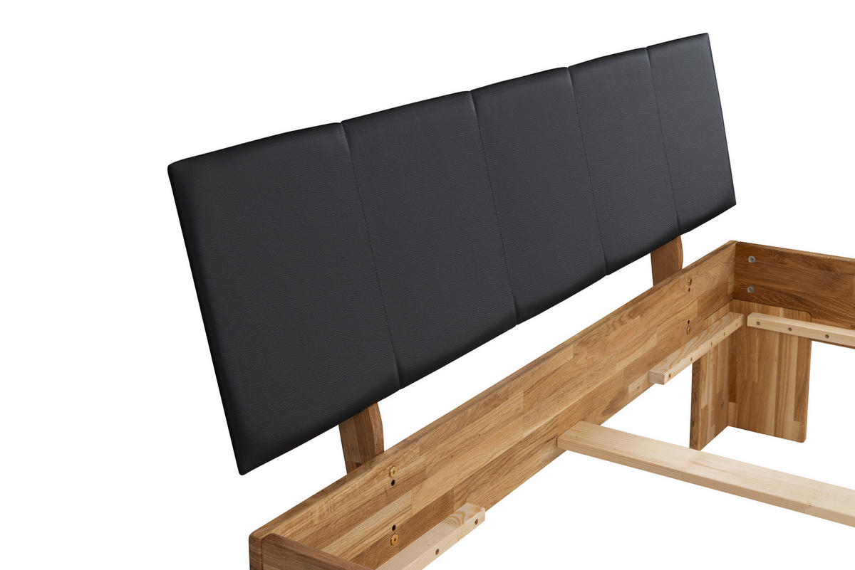 BETT 140/200 cm  in Schwarz, Eichefarben  - Eichefarben/Schwarz, MODERN, Holz/Textil (140/200cm) - MID.YOU