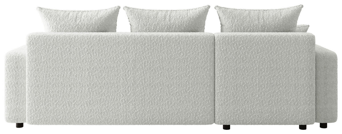 ECKSOFA Weiß Bouclé Zierkissen, Rückenkissen, Bettkasten, Schlaffunktion, Rücken echt, Liegefläche im Originalstoff  - Schwarz/Weiß, MODERN, Kunststoff/Textil (150/240cm) - Carryhome