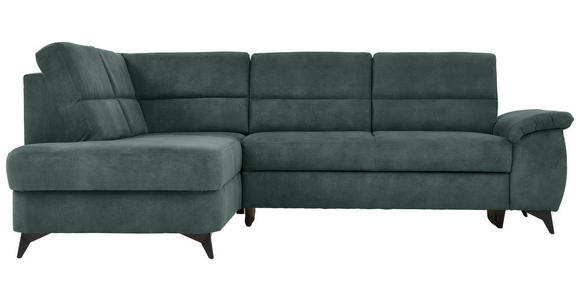 WOHNLANDSCHAFT Dunkelgrün Lederlook - Dunkelgrün/Schwarz, KONVENTIONELL, Textil/Metall (194/257cm) - Cantus