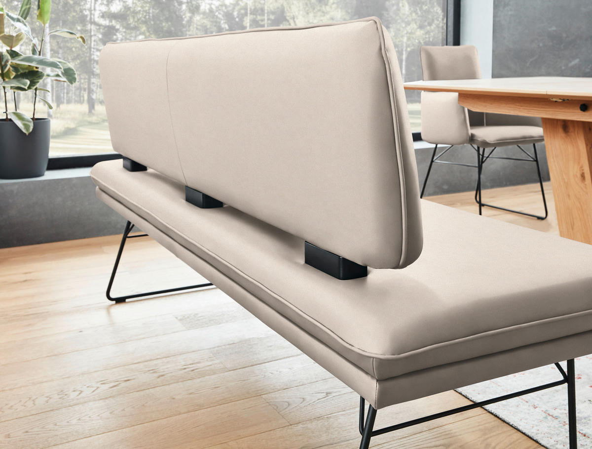 SITZBANK in Metall, Textil Creme, Schwarz  - Creme/Schwarz, Design, Textil/Metall (195/91/65cm) - Dieter Knoll