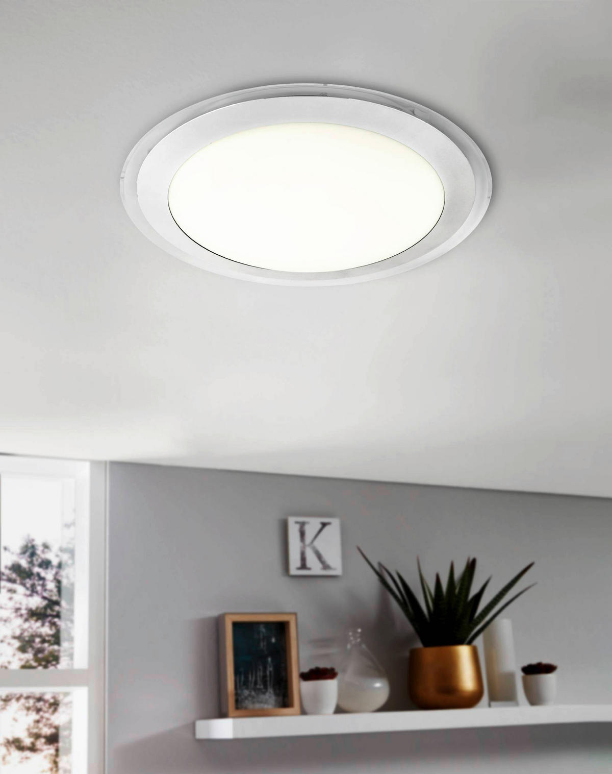 LED-DECKENLEUCHTE Competa 33,5/7,5 cm   - Silberfarben/Weiß, KONVENTIONELL, Kunststoff/Metall (33,5/7,5cm) - Eglo