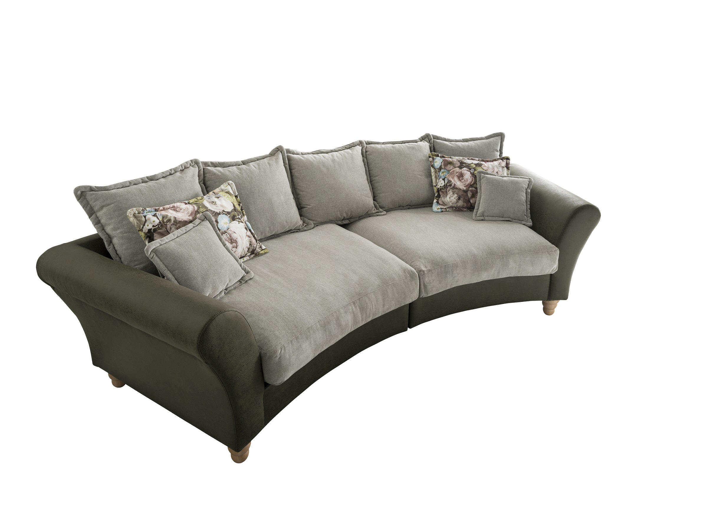BIGSOFA Chenille, Mikrofaser Grün, Hellgrün - Wildeiche/Hellgrün, MODERN, Holz/Textil (328/98/134cm) - Livetastic