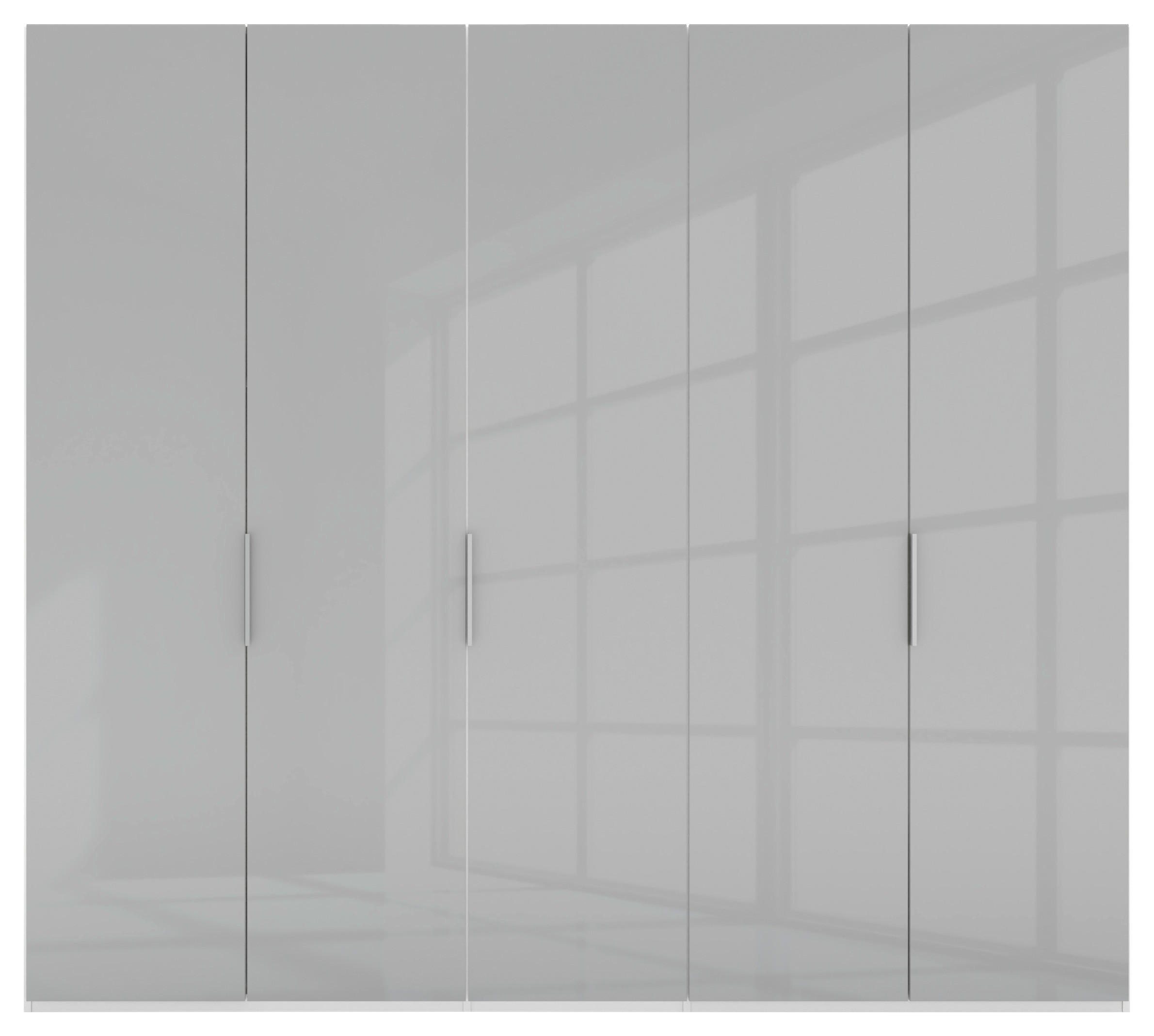 DREHTÜRENSCHRANK 250/223/62 cm 5-türig Grau, Weiß  - Alufarben/Weiß, KONVENTIONELL, Glas/Holzwerkstoff (250/223/62cm) - Novel