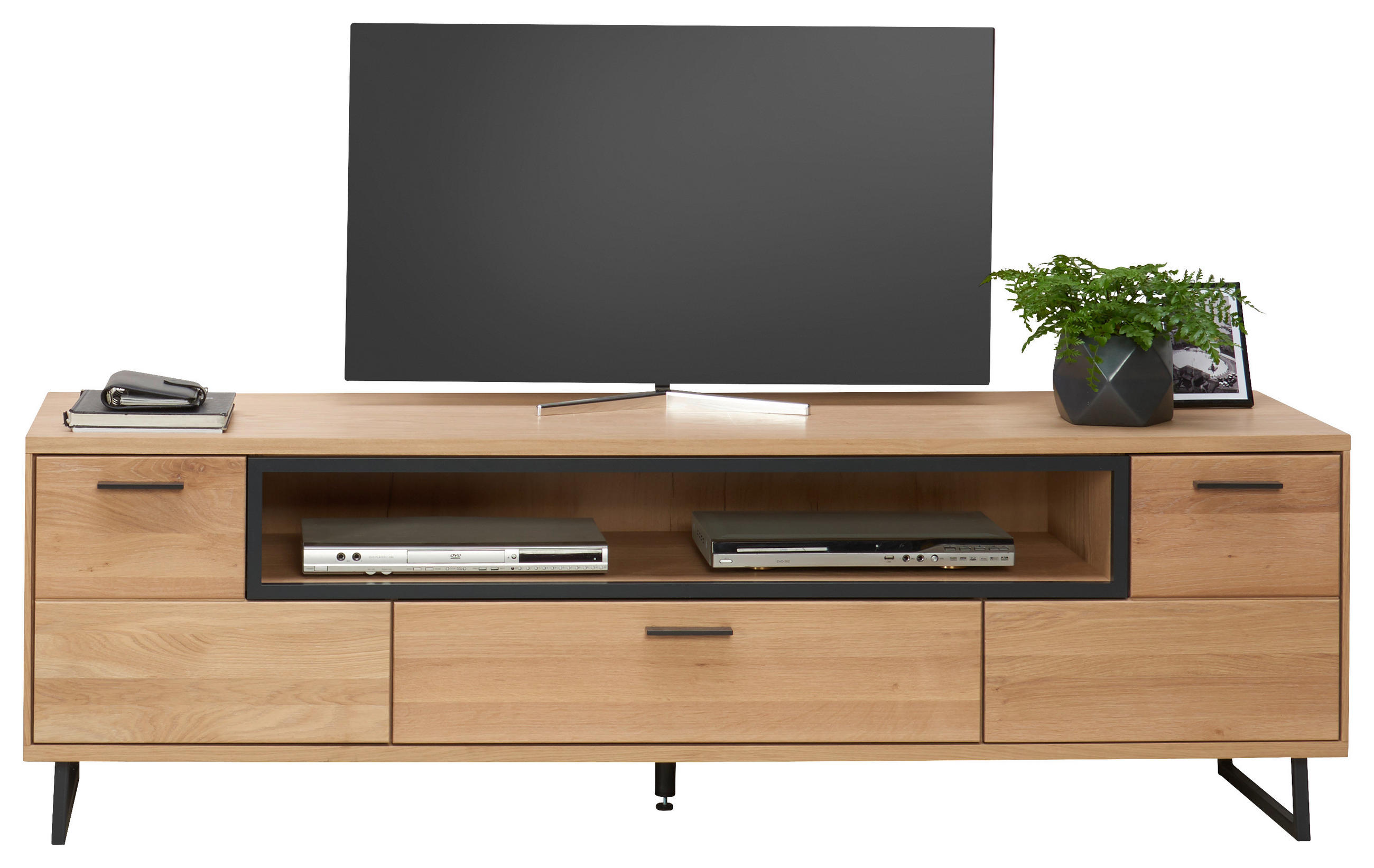 LOWBOARD Bastia Bastia Eichefarben  185,2/58,8/50,2 cm  - Dunkelgrau/Eichefarben, KONVENTIONELL, Holz/Metall (185,2/58,8/50,2cm) - Cantus