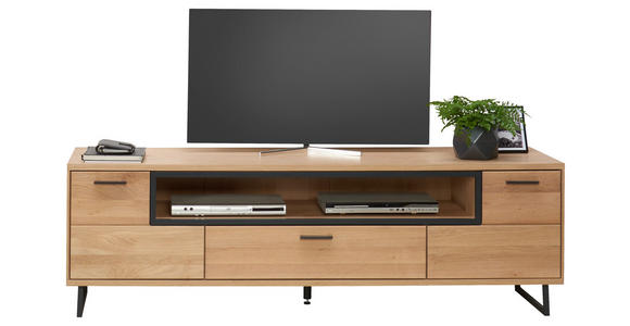 LOWBOARD Bastia Bastia Eichefarben  185,2/58,8/50,2 cm  - Dunkelgrau/Eichefarben, KONVENTIONELL, Holz/Metall (185,2/58,8/50,2cm) - Cantus