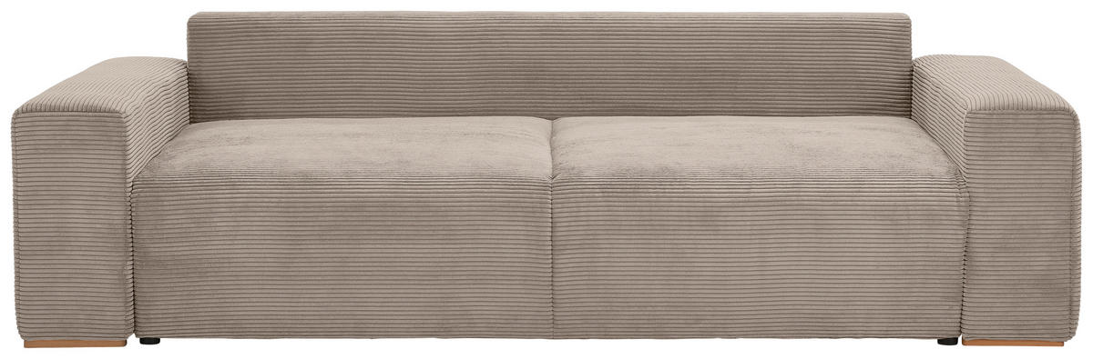 SCHLAFSOFA in Cord Taupe  - Taupe/Buchefarben, Konventionell, Holz/Kunststoff (255/86/123cm) - Livetastic