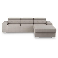 ECKSCHLAFSOFA in Creme Textil   - Silberfarben/Creme, Design, Textil (296/195cm) - MID.YOU
