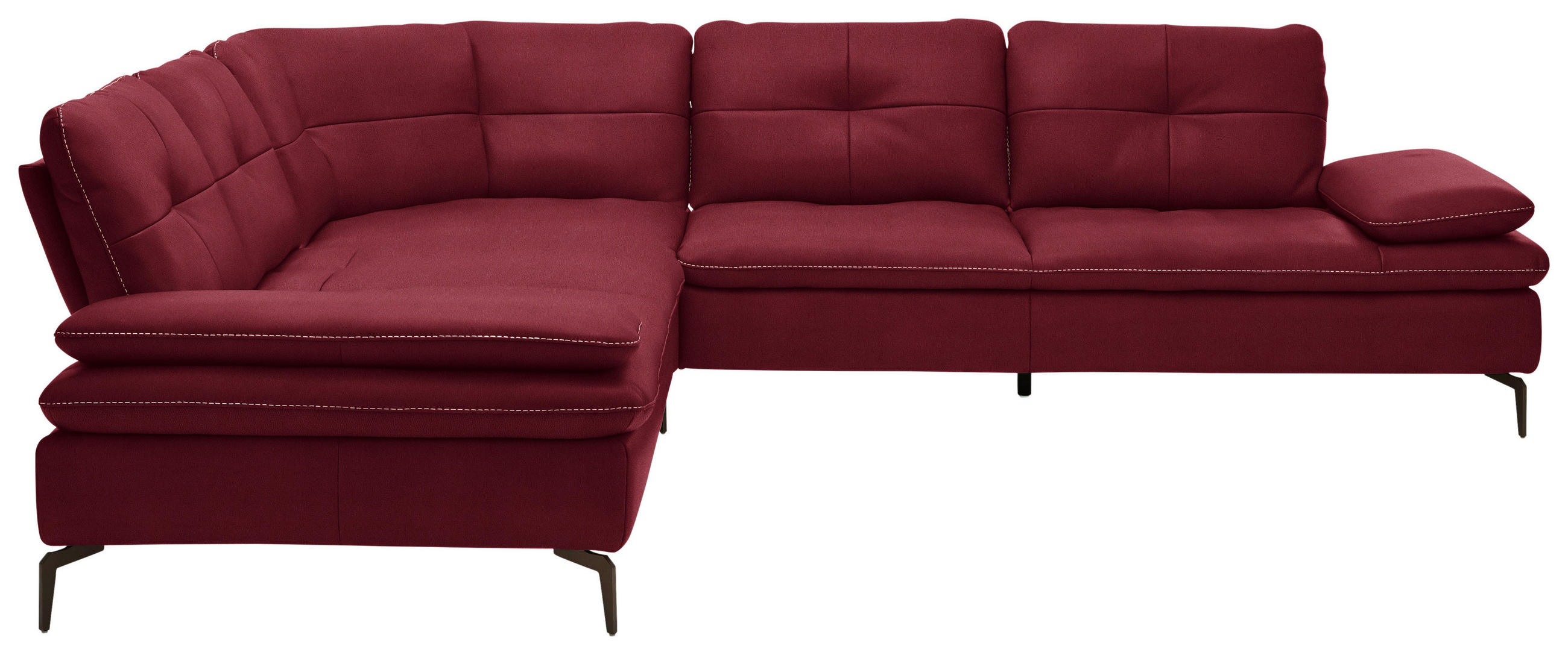 ECKSOFA in Echtleder Rot  - Beige/Rot, Design, Leder/Metall (298/298cm) - Chilliano